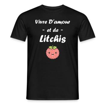 Fruit Humour petit litchi - T-shirt homme - noir - Devant - AI Model Male 178 light (178cm)