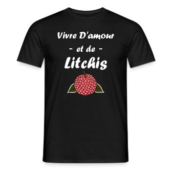 Fruit Humour petit litchi - T-shirt homme - noir - Devant - AI Model Male 178 light (178cm)
