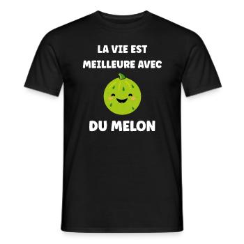 Fruit Humour petit Melon - T-shirt homme - noir - Devant - AI Model Male 178 light (178cm)
