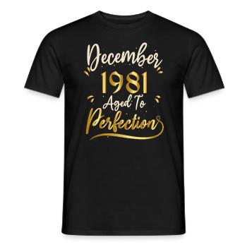 Décembre 1981 Décembre anniversaire December 1981 - T-shirt homme - noir - Devant - AI Model Male 178 light (178cm)