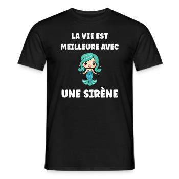 Humour petite sirène - T-shirt homme - noir - Devant - AI Model Male 178 light (178cm)
