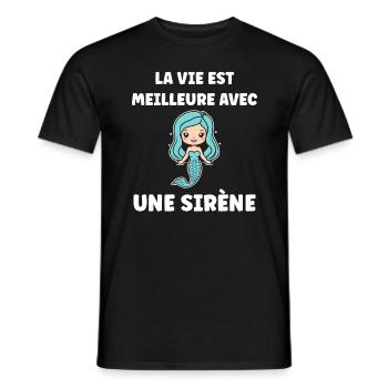 Humour petite sirène - T-shirt homme - noir - Devant - AI Model Male 178 light (178cm)