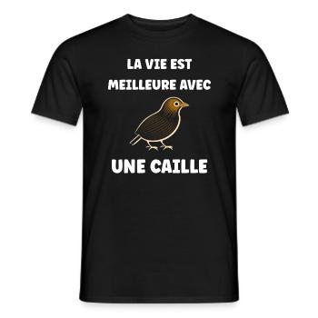 Humour Cailles oiseaux Petite caille - T-shirt homme - noir - Devant - AI Model Male 178 light (178cm)