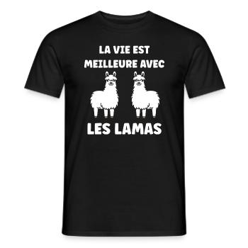 Humour mignon petit lama - T-shirt homme - noir - Devant - AI Model Male 178 light (178cm)