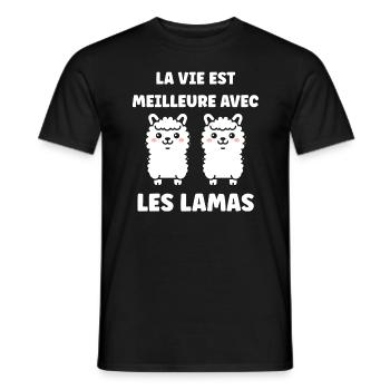 Humour mignon petit lama - T-shirt homme - noir - Devant - AI Model Male 178 light (178cm)