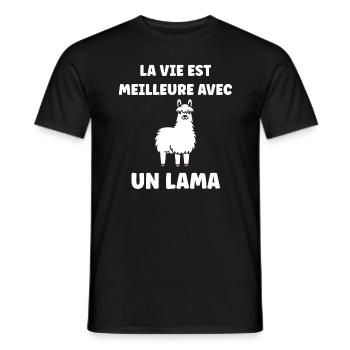 Humour mignon petit lama - T-shirt homme - noir - Devant - AI Model Male 178 light (178cm)