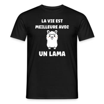 Humour mignon petit lama - T-shirt homme - noir - Devant - AI Model Male 178 light (178cm)