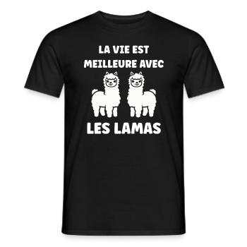 Humour mignon petit lama - T-shirt homme - noir - Devant - AI Model Male 178 light (178cm)