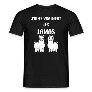 Humour mignon petit lama - T-shirt homme - noir - Devant - AI Model Male 178 light (178cm)