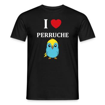 Oiseaux perruches humour petite perruche - T-shirt homme - noir - Devant - AI Model Male 178 light (178cm)