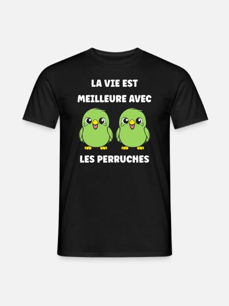 Oiseaux perruches humour petite perruche - T-shirt homme - noir