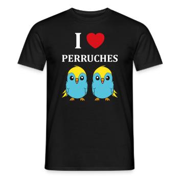 Oiseaux perruches humour petite perruche - T-shirt homme - noir - Devant - AI Model Male 178 light (178cm)