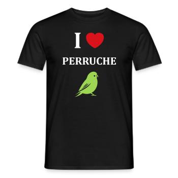 Oiseaux perruches humour petite perruche - T-shirt homme - noir - Devant - AI Model Male 178 light (178cm)