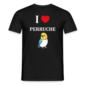 Oiseaux perruches humour petite perruche - T-shirt homme - noir - Devant - AI Model Male 178 light (178cm)