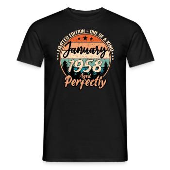 Janvier 1958 anniversaire 1958 légendes Janvier - T-shirt homme - noir - Devant - AI Model Male 178 light (178cm)