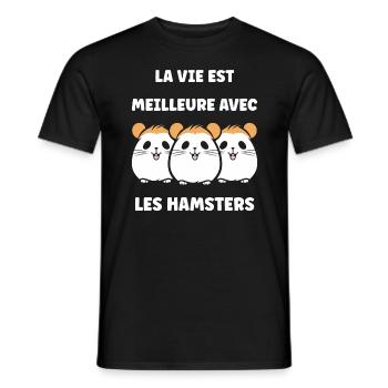 Mignon Humour petit hamster - T-shirt homme - noir - Devant - AI Model Male 178 light (178cm)