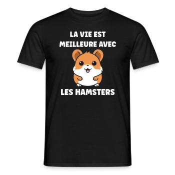 Mignon Humour petit hamster - T-shirt homme - noir - Devant - AI Model Male 178 light (178cm)