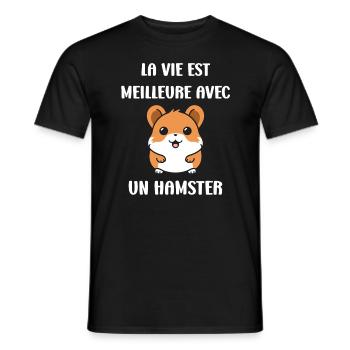 Mignon Humour petit hamster - T-shirt homme - noir - Devant - AI Model Male 178 light (178cm)