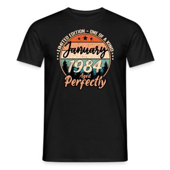 January 1984 Birthday 1984 Legends January - Men's T-Shirt - black - Front - AI Model Male 178 light (178cm)