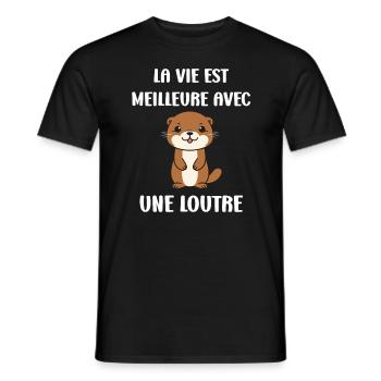 Humour petite loutre - T-shirt homme - noir - Devant - AI Model Male 178 light (178cm)