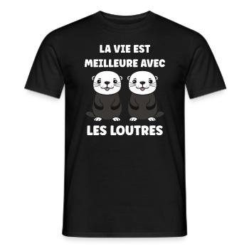 Humour petite loutre - T-shirt homme - noir - Devant - AI Model Male 178 light (178cm)