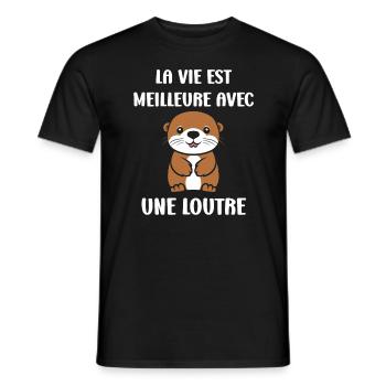 Humour petite loutre - T-shirt homme - noir - Devant - AI Model Male 178 light (178cm)