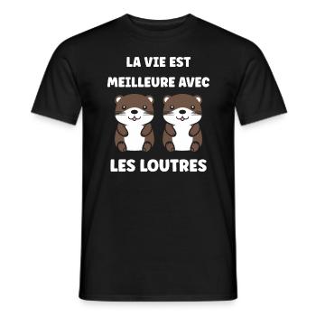Humour petite loutre - T-shirt homme - noir - Devant - AI Model Male 178 light (178cm)