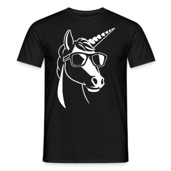 Lustige Einhörner mit Sonnenbrille Cooles Einhorn - Männer T-Shirt - Schwarz - Vorne - AI Model Male 178 light (178cm)