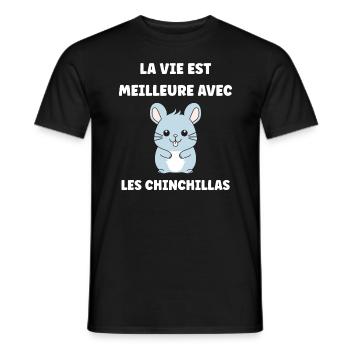 Petit chinchilla mignon - T-shirt homme - noir - Devant - AI Model Male 178 light (178cm)