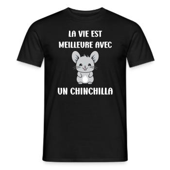 Petit chinchilla mignon - T-shirt homme - noir - Devant - AI Model Male 178 light (178cm)