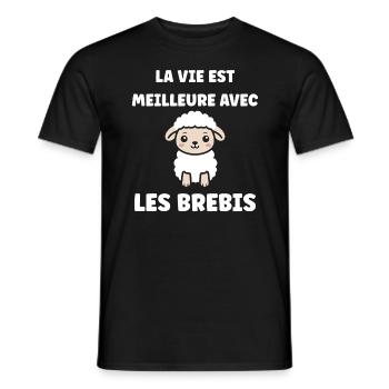 Bébé mouton petit brebis - T-shirt homme - noir - Devant - AI Model Male 178 light (178cm)