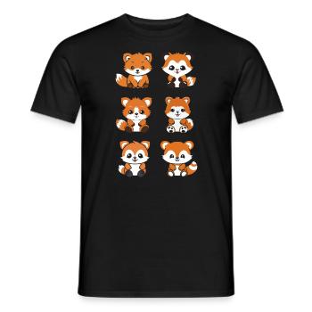 Fox Love Little Red Panda - Men's T-Shirt - black - Front - AI Model Male 178 light (178cm)