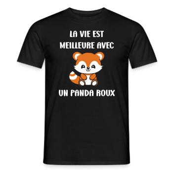 Renard amour Petit panda roux - T-shirt homme - noir - Devant - AI Model Male 178 light (178cm)