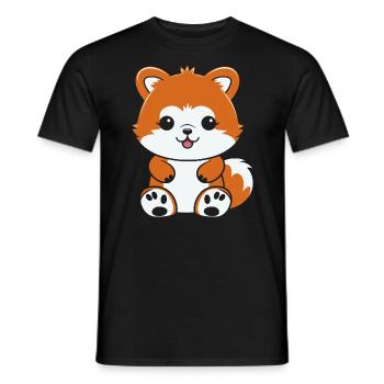 Fox Love Little Red Panda - Men's T-Shirt - black - Front - AI Model Male 178 light (178cm)