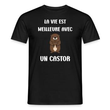 Humour petit castor - T-shirt homme - noir - Devant - AI Model Male 178 light (178cm)