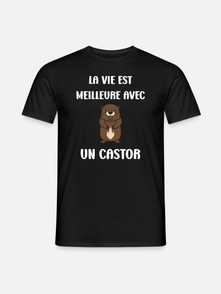 Humour petit castor - T-shirt homme - noir