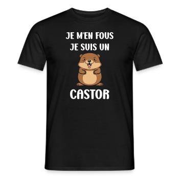 Humour petit castor - T-shirt homme - noir - Devant - AI Model Male 178 light (178cm)