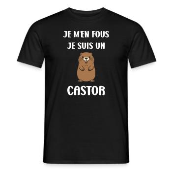 Humour petit castor - T-shirt homme - noir - Devant - AI Model Male 178 light (178cm)