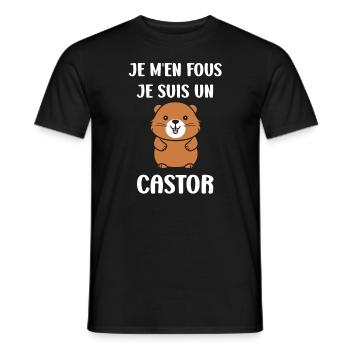 Humour petit castor - T-shirt homme - noir - Devant - AI Model Male 178 light (178cm)