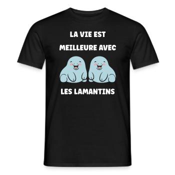 Drôle bébé minimaliste simple petit lamantin - T-shirt homme - noir - Devant - AI Model Male 178 light (178cm)