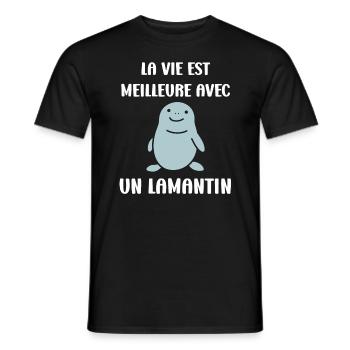 Drôle bébé minimaliste simple petit lamantin - T-shirt homme - noir - Devant - AI Model Male 178 light (178cm)
