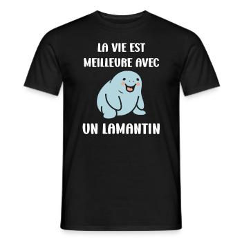 Drôle bébé minimaliste simple petit lamantin - T-shirt homme - noir - Devant - AI Model Male 178 light (178cm)
