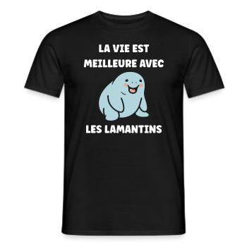 Drôle bébé minimaliste simple petit lamantin - T-shirt homme - noir - Devant - AI Model Male 178 light (178cm)