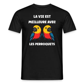Humour petit perroquet - T-shirt homme - noir - Devant - AI Model Male 178 light (178cm)