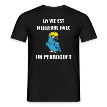Humour petit perroquet - T-shirt homme - noir - Devant - AI Model Male 178 light (178cm)
