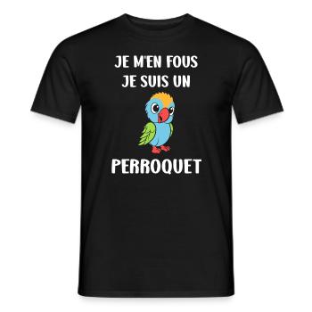 Humour petit perroquet - T-shirt homme - noir - Devant - AI Model Male 178 light (178cm)
