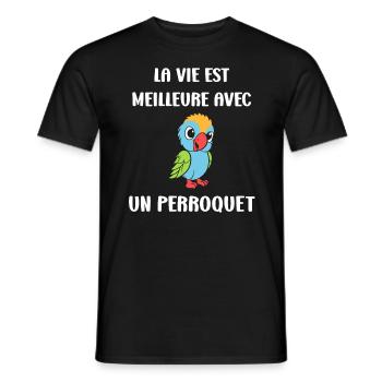 Humour petit perroquet - T-shirt homme - noir - Devant - AI Model Male 178 light (178cm)