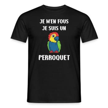 Humour petit perroquet - T-shirt homme - noir - Devant - AI Model Male 178 light (178cm)