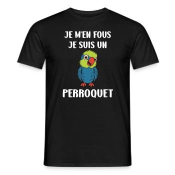 Humour petit perroquet - T-shirt homme - noir - Devant - AI Model Male 178 light (178cm)
