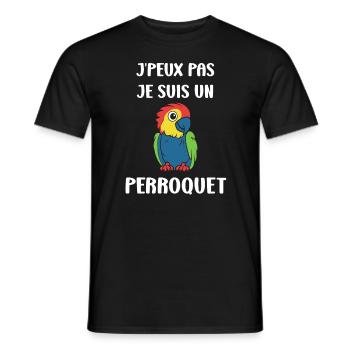 Humour petit perroquet - T-shirt homme - noir - Devant - AI Model Male 178 light (178cm)